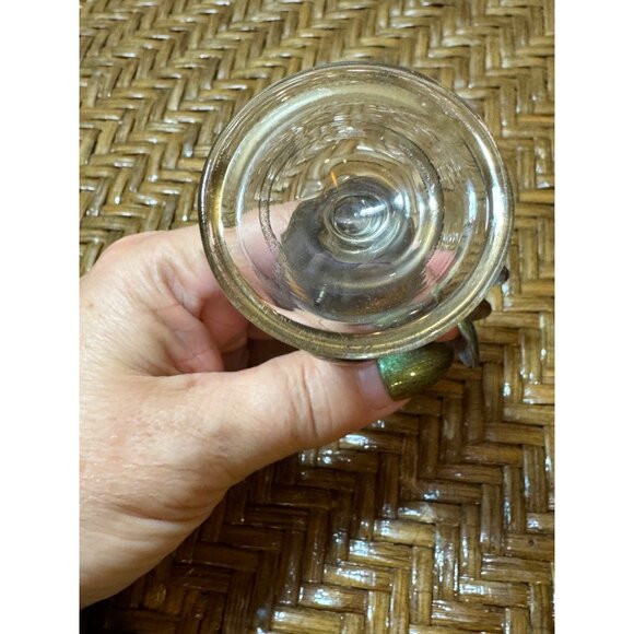 Vintage Egyptian Hand-Blown Blue Glass Perfume Bottle With Gold Accents - Picture 3 of 10